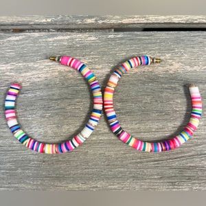 Beaded Boho Rainbow Multi Hoop Earrings